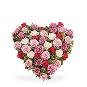 Italy online Florist - Heart of White and Colorful Pink Roses Bouquet