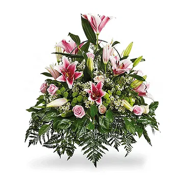 Mira flowers  -  White and Pink Funeral Pillow Flower Bouquet/Arrangement