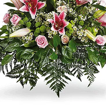 Mira flowers  -  White and Pink Funeral Pillow Flower Bouquet/Arrangement