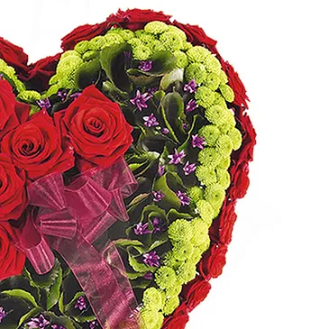 Mira flowers  -  Funeral Heart with Red Roses Flower Bouquet/Arrangement