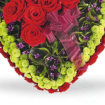 Mira flowers  -  Funeral Heart with Red Roses Flower Bouquet/Arrangement