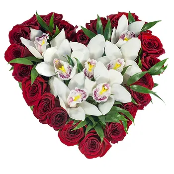 San Marino flowers  -  Heart-Shaped Composition with Roses & Orchids Flower Delivery