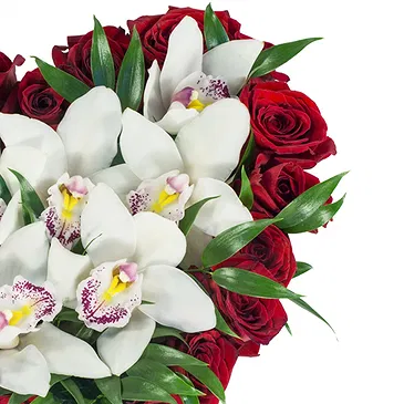 fiorista fiori di Firenze- Composizione a forma di cuore con rose e orch Bouquet floreale