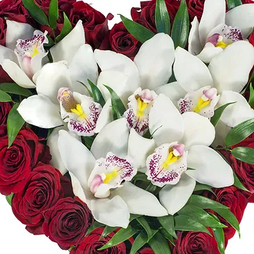 fiorista fiori di Firenze- Composizione a forma di cuore con rose e orch Bouquet floreale