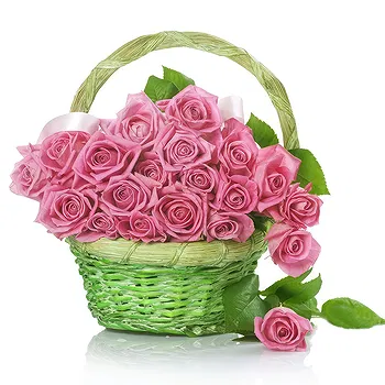 United Kingdom flowers  -  Basket of pink roses Flower Delivery