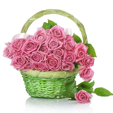 Oman flowers  -  Basket of pink roses Flower Bouquet/Arrangement