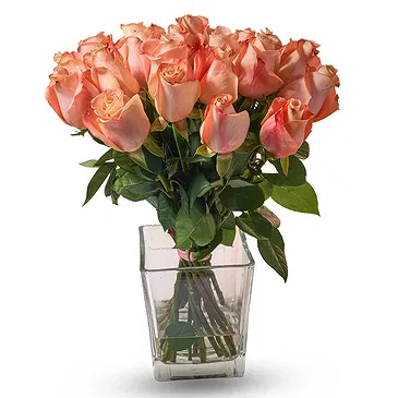 Oman flowers  -  Bunch of 18 Salmon Roses Flower Bouquet/Arrangement