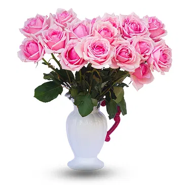 Oman flowers  -  15 pink roses with vase Flower Bouquet/Arrangement