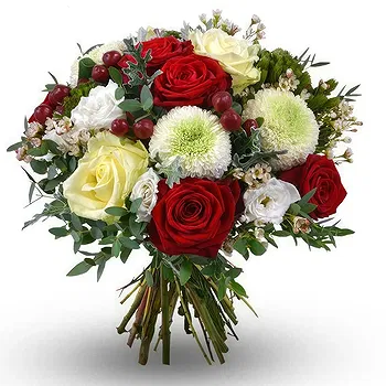 United Kingdom flowers  -  Christmas bouquet of red and white flowers Delivery
