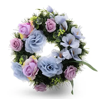Ayer Puteh blomster- Begravelseshyldest i lilla og blå toner Blomst Levering