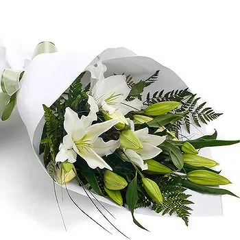 Ayer Puteh blomster- Begravelsesbuket af hvide liljer Blomst Levering