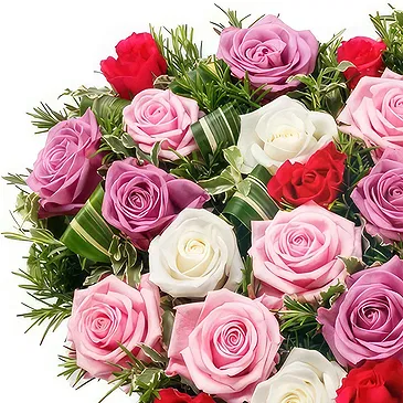 Moko / Tanki Flip flowers  -  Funeral heart of mixed roses Flower Bouquet/Arrangement
