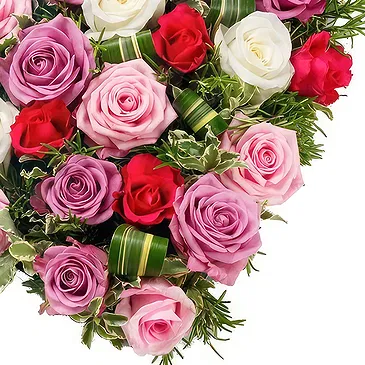 Moko / Tanki Flip flowers  -  Funeral heart of mixed roses Flower Bouquet/Arrangement