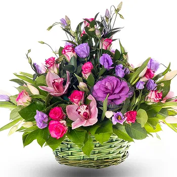 United Kingdom flowers  -  Basket of purple and pink flowers Delivery