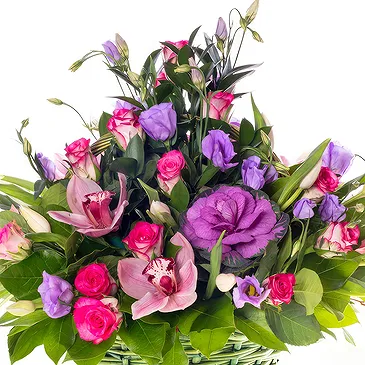 Oman flowers  -  Basket of purple and pink flowers Flower Bouquet/Arrangement