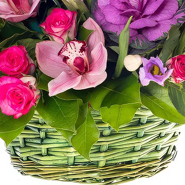 Oman flowers  -  Basket of purple and pink flowers Flower Bouquet/Arrangement