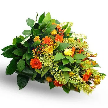 Ayer Puteh blomster- Begravelse bundt af gule og orange blomster Blomst Levering
