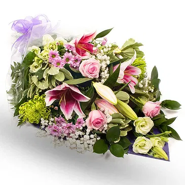 Chhededaha blomster- Begravelsesbukett med blomster i lyse toner Blomsterarrangementer bukett