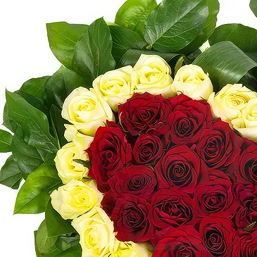 Oman flowers  -  Heart of Red and white Roses Flower Bouquet/Arrangement