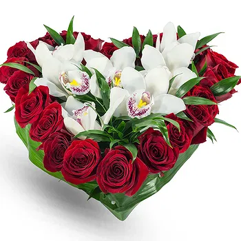 United Kingdom flowers  -  Heart Orchids and Red Roses Flower Delivery
