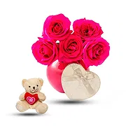 Nicosia Online Blumenhändler - Blumenstrauß aus pinkfarbenen Rosen mit Schok Blumenstrauß