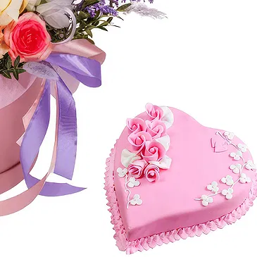 Junction flowers  -  flower box arrangement with delicate Cake Flower Bouquet/Arrangement