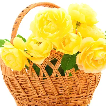 Ellos blommor- Korg med gula rosor Bukett/blomsterarrangemang