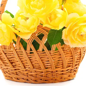 Ellos blommor- Korg med gula rosor Bukett/blomsterarrangemang