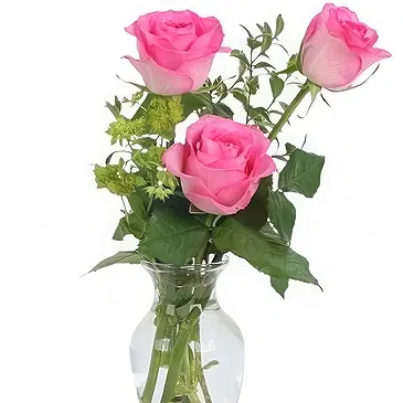 Zaldu flowers  -  3 Pink Roses Flower Bouquet/Arrangement