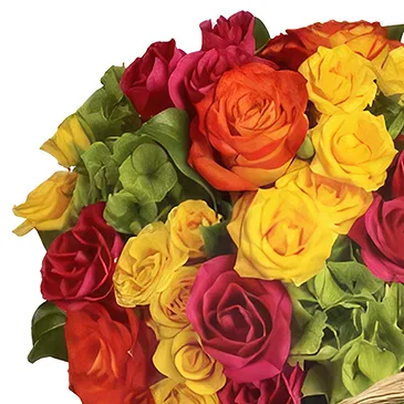 Tarut Blumen Florist- gemischte Rosen mit Geschenkkorb Bouquet/Blumenschmuck