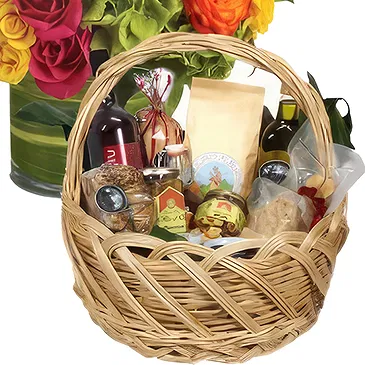 Tarut Blumen Florist- gemischte Rosen mit Geschenkkorb Bouquet/Blumenschmuck