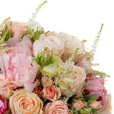 Cacuaco blommor- Bukett rosor i ljusa toner Bukett/blomsterarrangemang