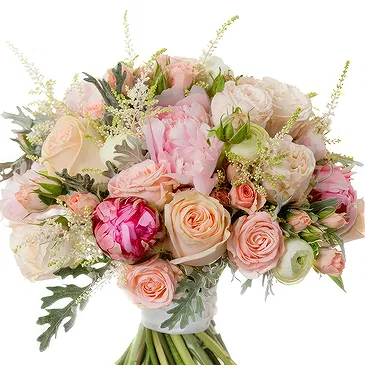 Cacuaco blommor- Bukett rosor i ljusa toner Bukett/blomsterarrangemang
