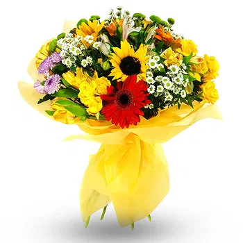 United Kingdom flowers  -  Bouquet of sunflowers and red and orange flow Delivery