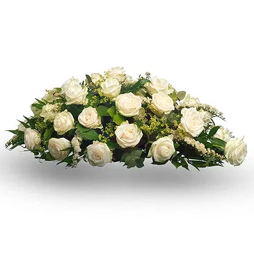 Quatre Bornes blomster- Begravelsesspray af hvide roser Blomst buket/Arrangement