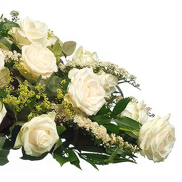 Quatre Bornes blomster- Begravelsesspray af hvide roser Blomst buket/Arrangement