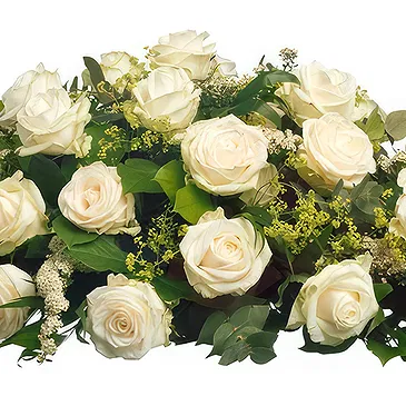 Quatre Bornes blomster- Begravelsesspray af hvide roser Blomst buket/Arrangement