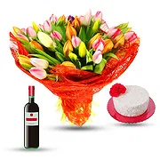 Ain Bin Fuhaid online Blomsterhandler - Buket mix tulipaner med rødvin og roman Buket