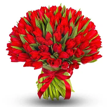 芭堤雅 花- 100朵红色郁金香花束 花 交付