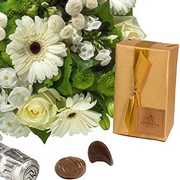Manila bunga- Buket putih dengan coklat dan bunga berkilau Rangkaian bunga karangan bunga