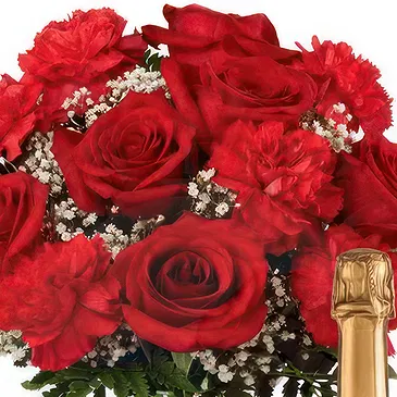 Montego Bay Blumen Florist- Roter Blumenstrauß mit Sekt Bouquet/Blumenschmuck