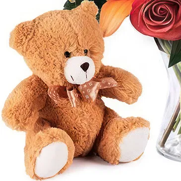 Ain Bin Fuhaid blomster- Orange buket med bamse Blomst buket/Arrangement