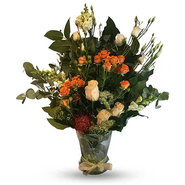 Aalst bloemen bloemist- Crèmewitte en levendige oranje bloemen Boeket/bloemstuk