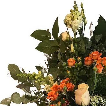 Aalst bloemen bloemist- Crèmewitte en levendige oranje bloemen Boeket/bloemstuk