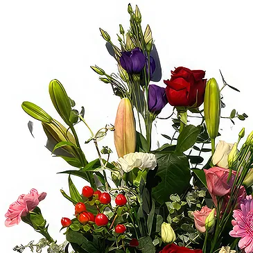 Ghent kukat- Säteileviä ruusuja Lily Touchilla Kukka kukkakimppu