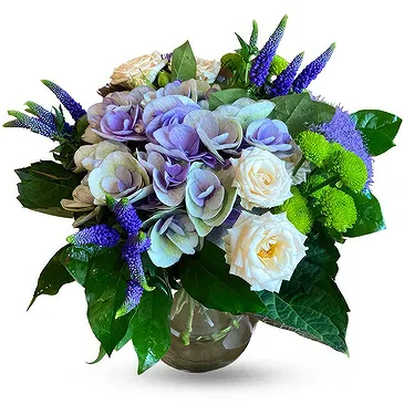 Ghent kukat- Eleganssia violetissa, kermanvärisessä ja vih Kukka kukkakimppu