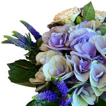 Ghent kukat- Eleganssia violetissa, kermanvärisessä ja vih Kukka kukkakimppu