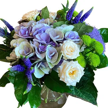 Ghent kukat- Eleganssia violetissa, kermanvärisessä ja vih Kukka kukkakimppu