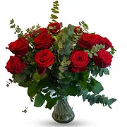 Ghent online Florist - Romantic Red Roses with Greenery Bouquet