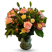 Jette Fleuriste en ligne - Arrangement vibrant de fleurs roses Bouquet